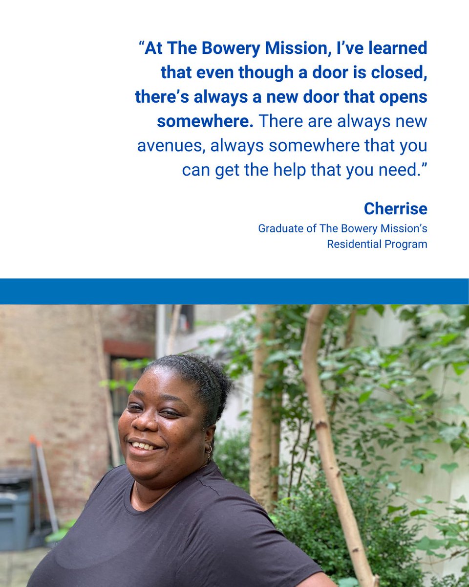 DalioDotOrg's tweet image. Since the 1870s, @BoweryMission has been a place of welcome, care, and healing in New York City. Through a highly relational, individualized approach, it offers tailored services and activities within a loving, supportive community.
Hear from Cherrise about how the Bowery…