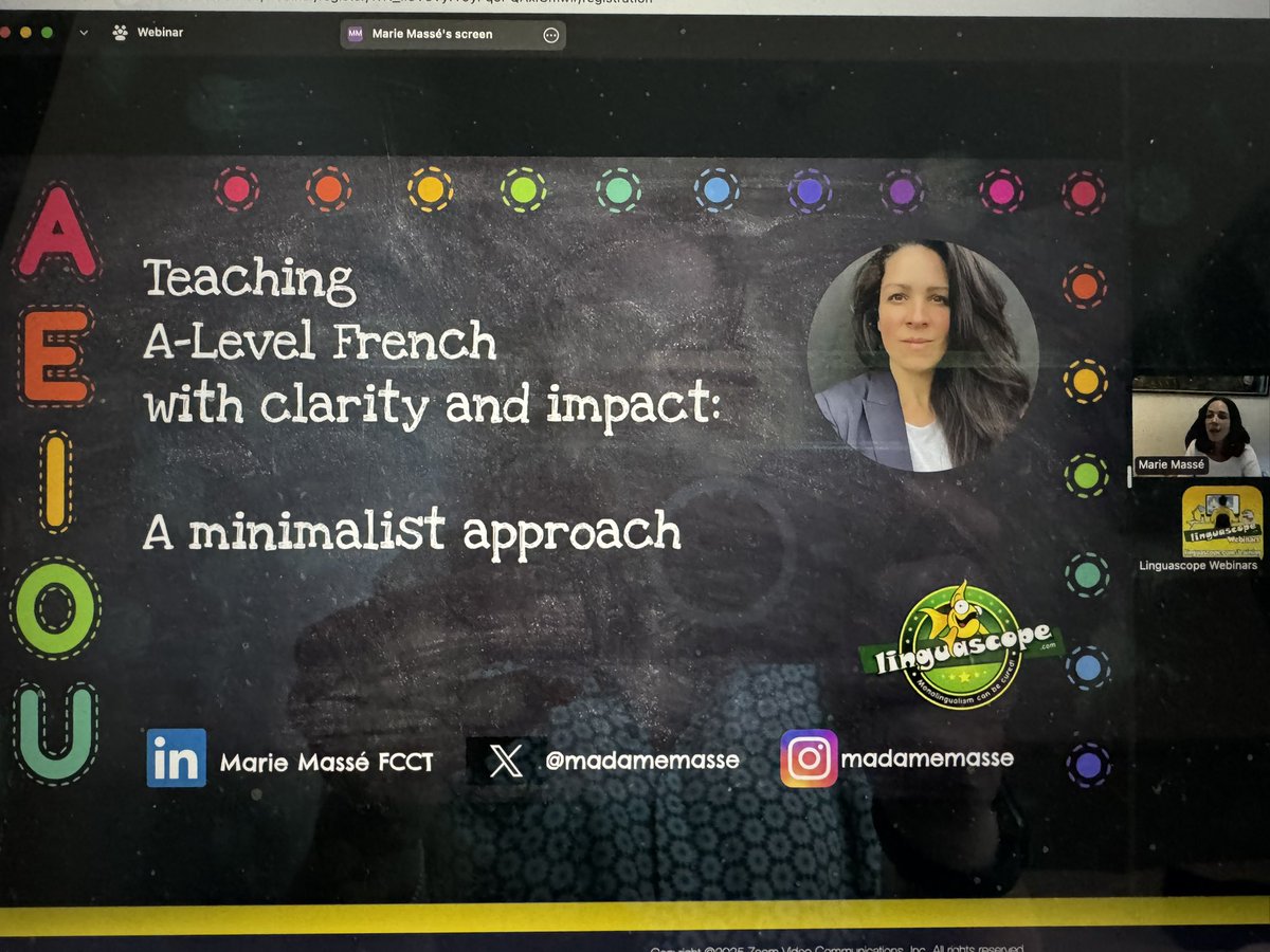 Crista (@cristahazell) on Twitter photo The wonderful <a href="/Mariemasse/">Marie Massé</a> is kicking off tonight’s <a href="/linguascope/">Linguascope</a> webinar focussing on #alevel #french #mfltwitterati #mflchat #langchat The wonderful <a href="/Mariemasse/">Marie Massé</a> is kicking off tonight’s <a href="/linguascope/">Linguascope</a> webinar focussing on #alevel #french #mfltwitterati #mflchat #langchat