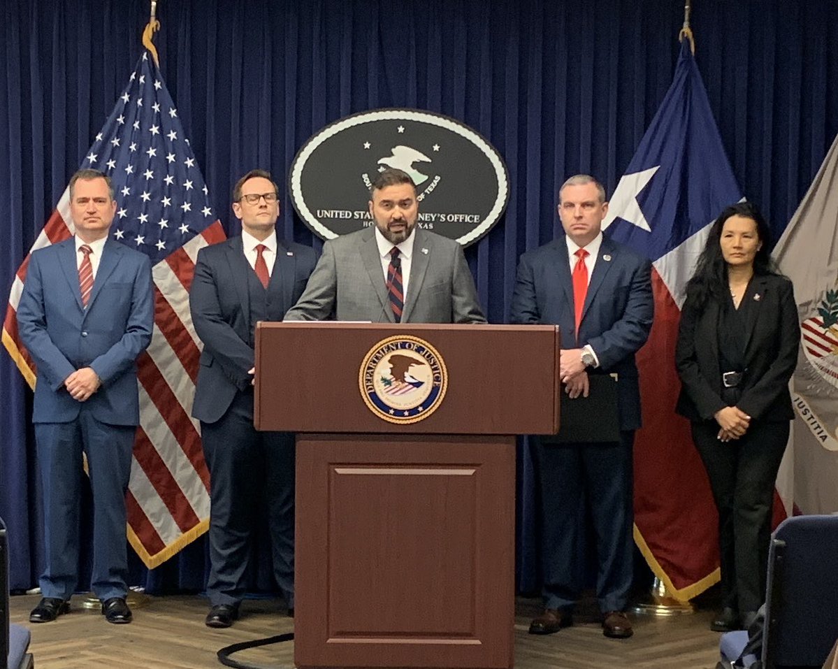 USAO_SDTX's tweet image. “The indictment alleges that Xu was hacking and stealing crucial COVID-19 research at the behest of the Chinese government while that same government was simultaneously withholding information about the virus and its origins,” said U.S. Attorney Nicholas Ganjei. “The Southern…