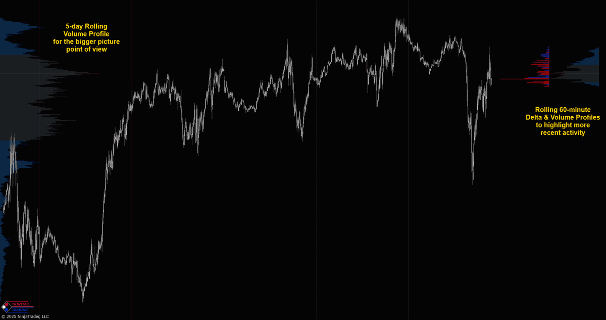 Trinitas3000's tweet photo. Our #VolumeProfile lets you view #VolumeByPrice and/or #DeltaByPrice for customizable rolling periods: Minutes, Days, or Weeks.
Shown here rolling 5-day & 60-minute profiles.
5-day risk free trial is available.
#NinjaTrader #Orderflow #Futures #TradeWithProfile $NQ $ES https://t.co/bIzVDn9TZF