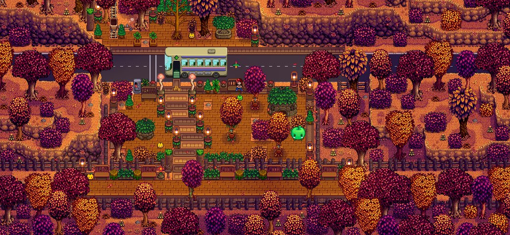 Sometimes you just gotta spruce 🌲 up your bus stop area ✨#StardewValley