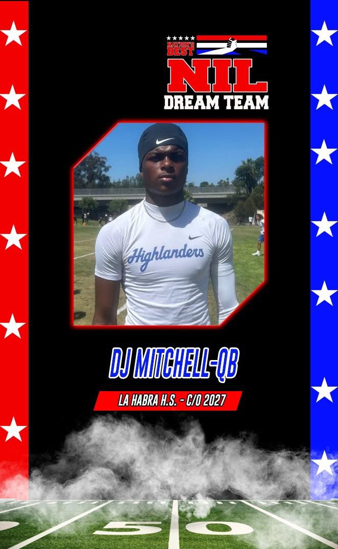 Nationsbest Football (@nationsbestfb) on Twitter photo 🎤 Ayy yo, y’all better recognize greatness when it’s throwin’ lasers down the field — we talkin’ D.J. MITCHELL, <a href="/DJ_Mitchell1X/">David Mitchell Jr</a> tha young general outta La Habra High, straight out that SYFL bloodline, LEGEND status only 💪🏾🔥#NILDreamTeam #NIL
<a href="/SnoopDogg/">Snoop Dogg</a> 🎤 Ayy yo, y’all better recognize greatness when it’s throwin’ lasers down the field — we talkin’ D.J. MITCHELL, <a href="/DJ_Mitchell1X/">David Mitchell Jr</a> tha young general outta La Habra High, straight out that SYFL bloodline, LEGEND status only 💪🏾🔥#NILDreamTeam #NIL
<a href="/SnoopDogg/">Snoop Dogg</a>