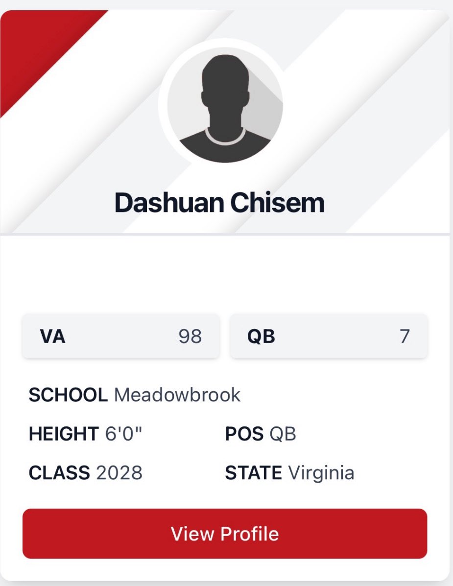 Dashaun “Chiz” Chisem (@2_sznn) on Twitter photo Blessed to be ranked the #7 Quarterback in Virginia, but way more work to be done to be #1!! <a href="/Meadowbrook_FB/">Meadowbrook Football</a> <a href="/undefeatedqbt/">Undefeated Quarterback Training</a> <a href="/CoachBRudd/">Billy Rudd</a> Blessed to be ranked the #7 Quarterback in Virginia, but way more work to be done to be #1!! <a href="/Meadowbrook_FB/">Meadowbrook Football</a> <a href="/undefeatedqbt/">Undefeated Quarterback Training</a> <a href="/CoachBRudd/">Billy Rudd</a>