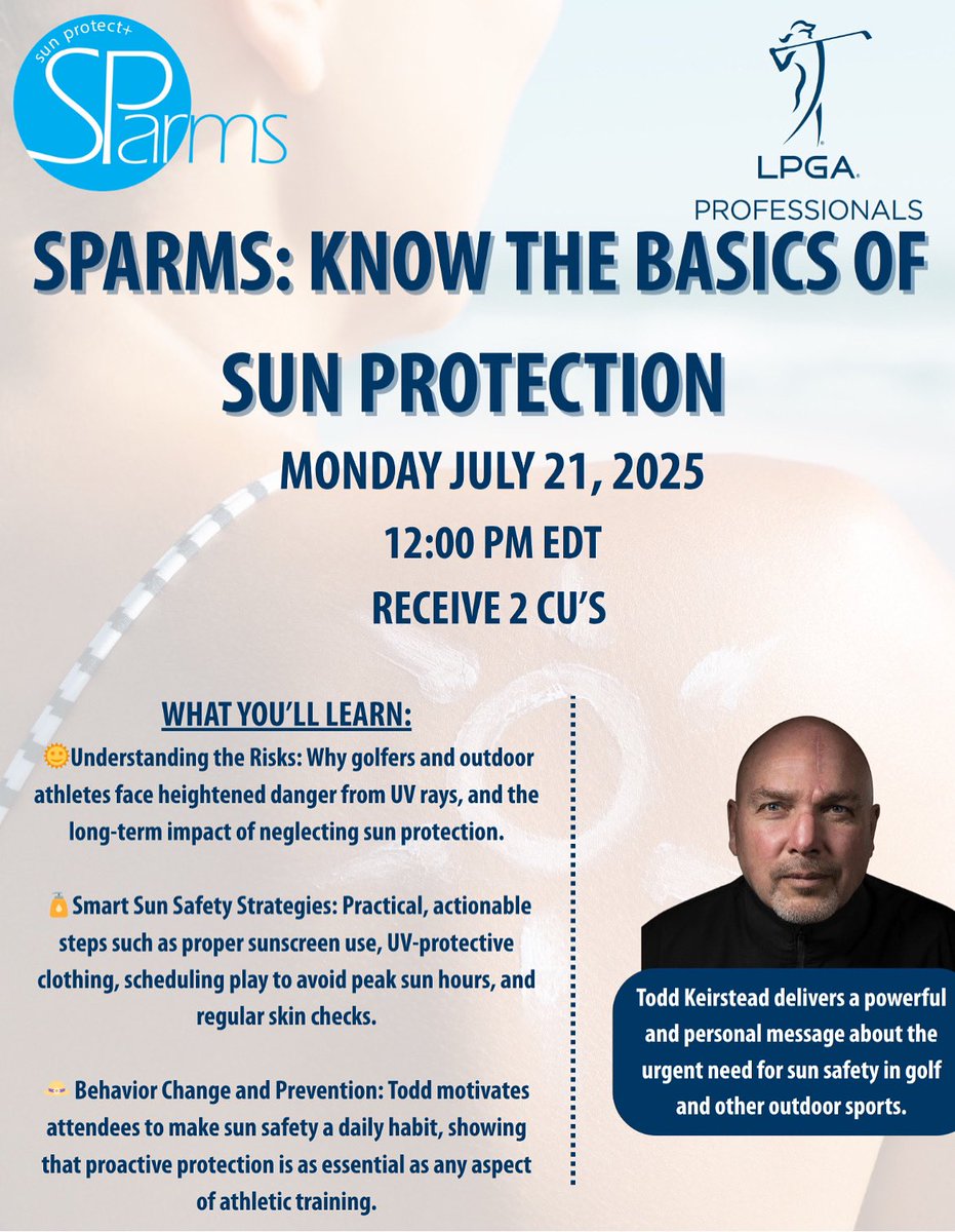 Incredible opportunity for the <a href="/LPGA/">LPGA</a> to “Learn From My Pain and Learn From My Scars”

My story just isn’t just a warning, it’s a call to action. <a href="/SParms_Official/">SParms (sun protection arm) sleeves</a> 

I will share my life-changing journey and the urgent need for sun safety in golf and all outdoor sports.