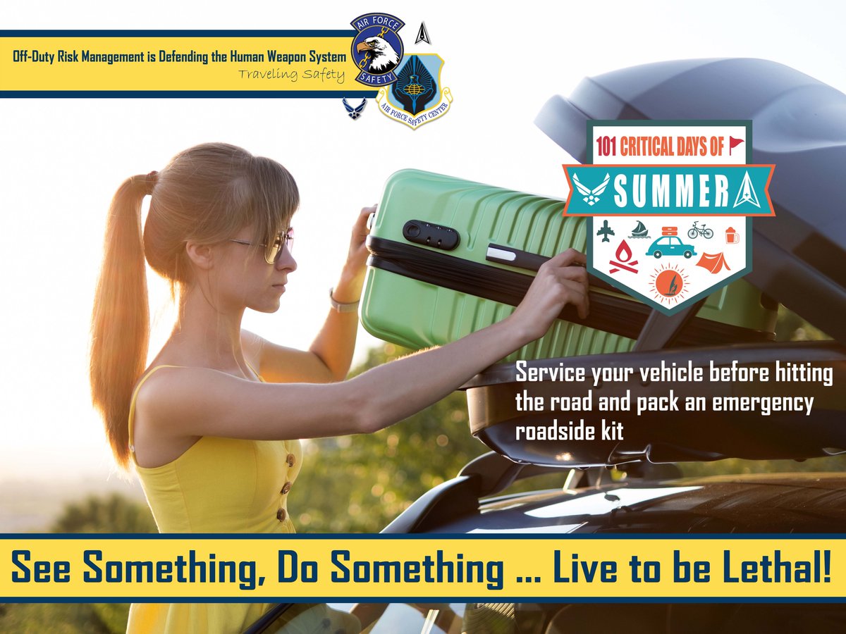 445AW's tweet image. 🚘Planning a road trip soon? The Air Force Safety Center has lots of information on roadway safety, including tips for maintaining your vehicle. 

Check them out here: safety.af.mil/Divisions/Occu…

#101criticaldaysofsummer #drivingtsafety