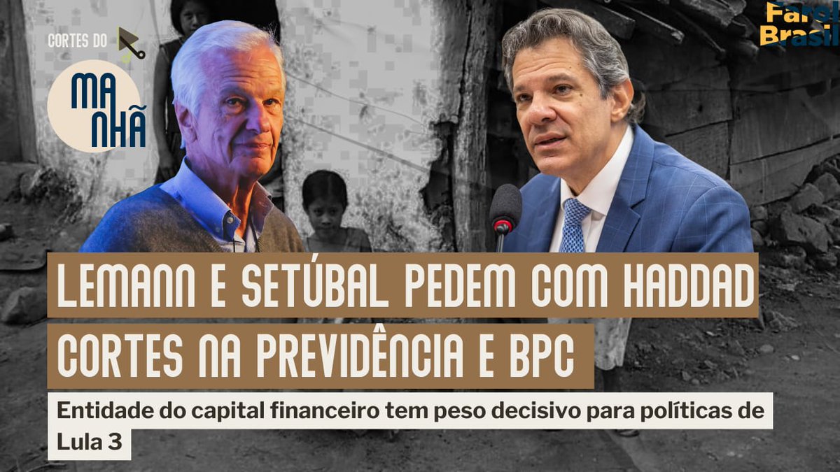 O Centro de Liderança Pública (CLP), think tank de Lemman em parceria com Setúbal o outros líderes do grande capital, defende a receita de Haddad: cortes na Previdência,  no BPC e fim do piso da Educação. Compare o estudo deles com a declaração de Haddad
youtu.be/DBseRAXmlYs