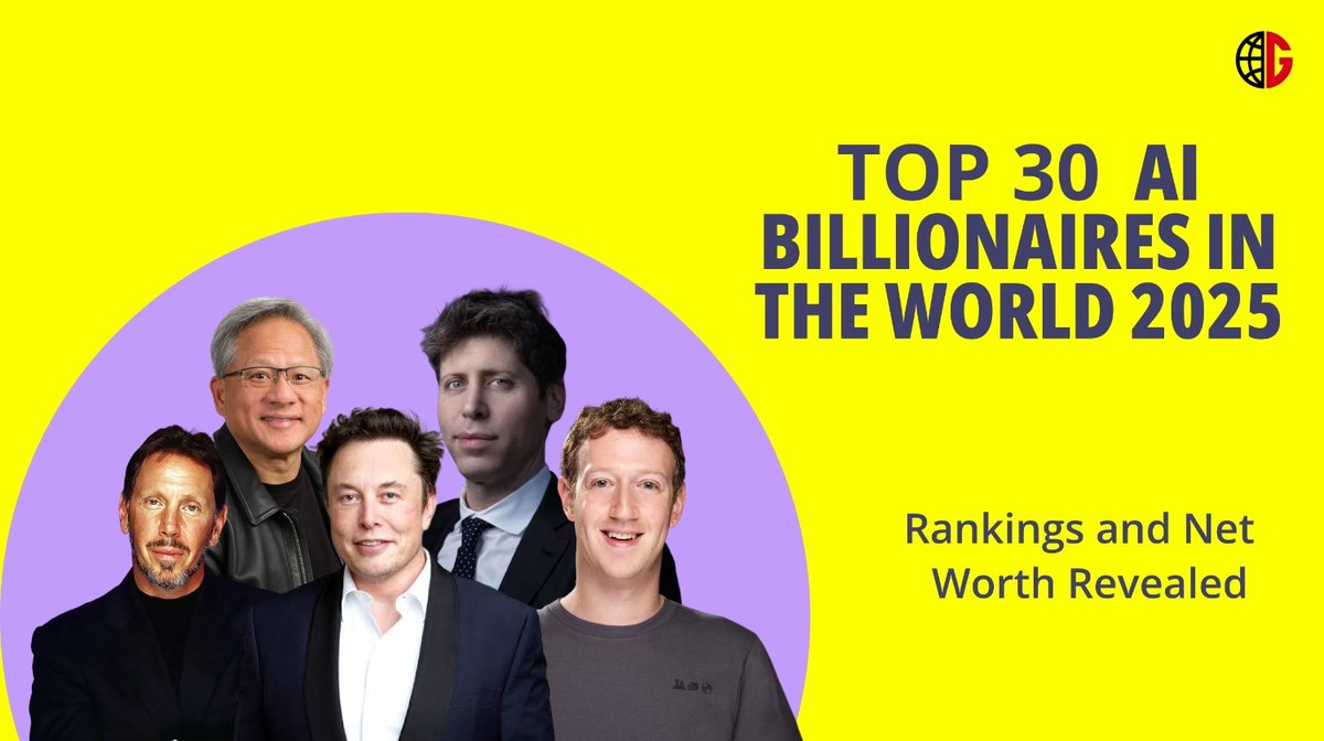 GlobalbizO's tweet photo. AI is rewriting the rules of wealth.

Meet the Top 30 AI Billionaires of 2025—from Musk to Altman to rising stars powering the AI age.
Explore who's behind the biggest fortunes in tech.

Read more:
 https://t.co/d5m1T5j9hU https://t.co/eR2gY8Hgge