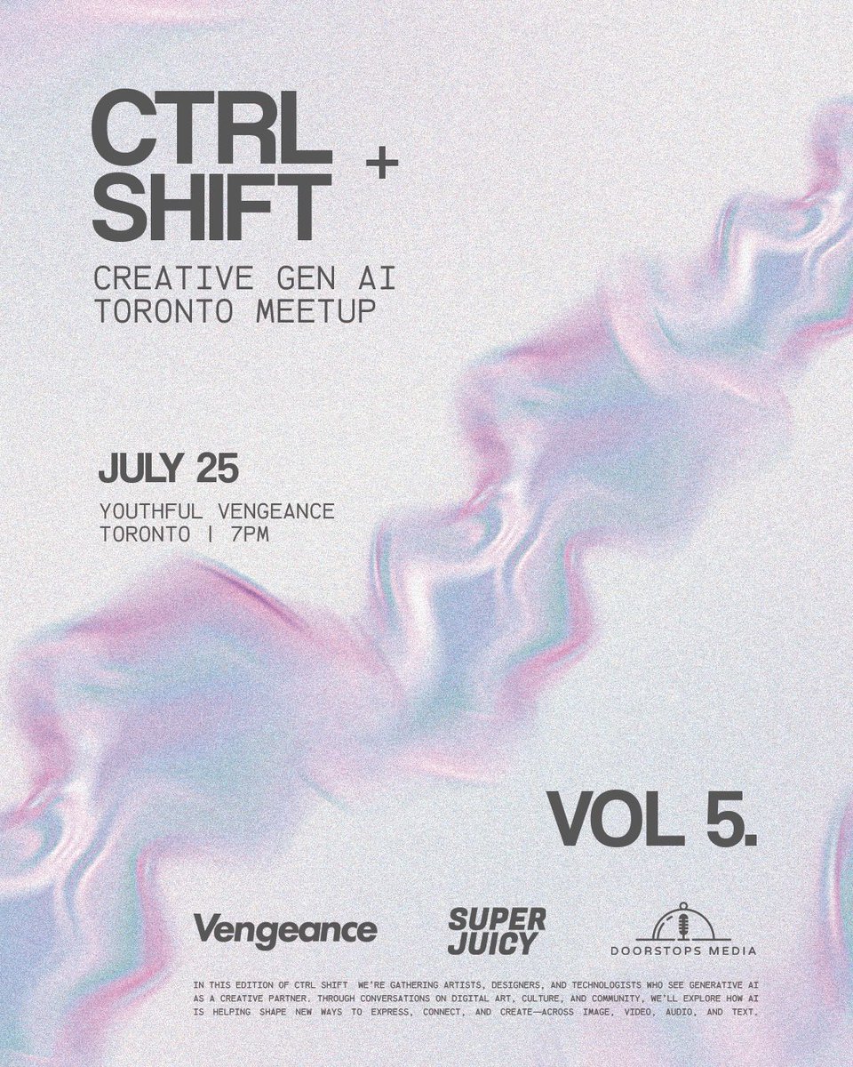 ctrlshift_ai's tweet image. Our creative Gen AI meetup returns July 25!
Join us for a night of inspiring talks, demos, and good vibes as we dive into filmmaking, design, automation, and more.
Plus, there’s an interactive surprise you don’t want to miss 😏
🎟️ lu.ma/12xa1l4j
#toronto #CreativeTech