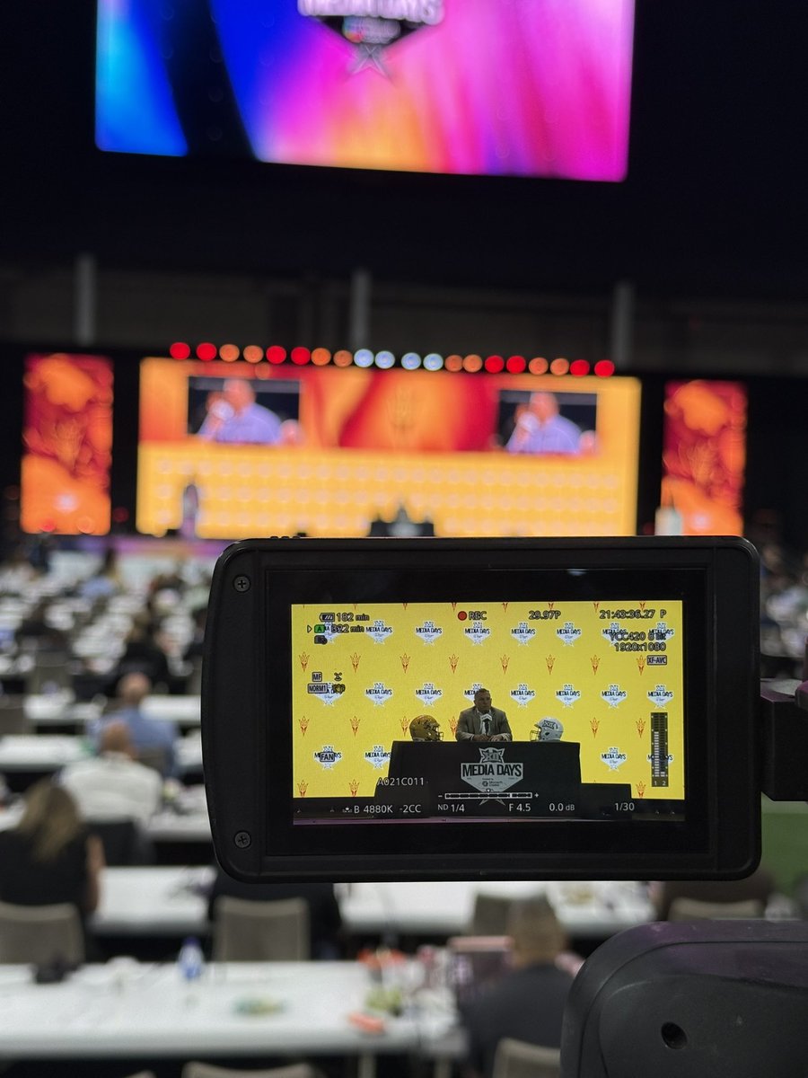 Coach Kenny Dillingham takes to the main stage. He is the last of the coaches to speak at day one of B12 media days #Big12MediaDays #Big12FB
