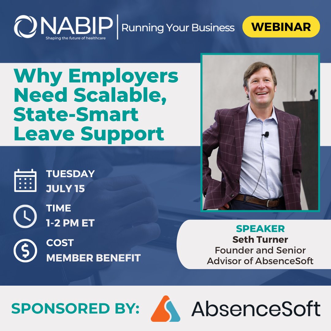 nabipsocial's tweet image. Join us July 15 at 1 pm ET for a can’t-miss webinar: “Meeting the Moment: Why Employers Need Scalable, State-Smart Leave Support” 💼

Sponsored by @AbsenceSoft
🔗 Register now: ow.ly/eM5C50WmwZ6

#NABIPWebinar #LeaveManagement #HRCompliance #BrokerTools #RunningYourBusiness