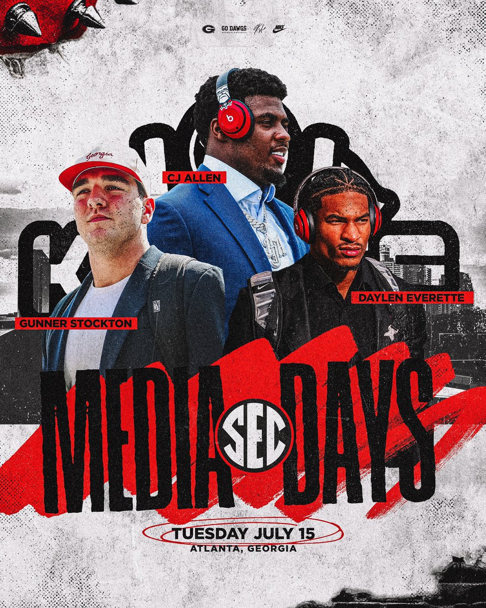 The Dawgs will be well represented in Atlanta for SEC Media Days 🎙️

📆 Tuesday July 15

#GoDawgs