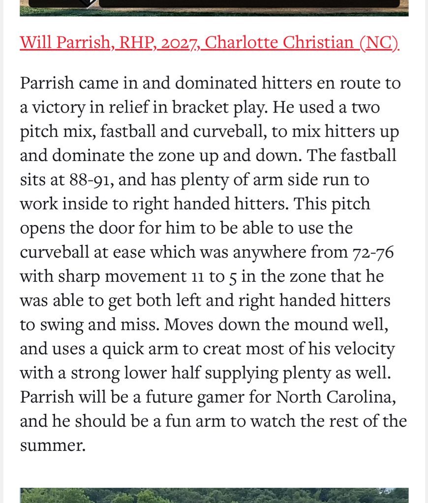 WillParrish18's tweet image. Thank you for the write up @pbtscouting
@jakerobbins49 @BrianDavis_SBA @FlatgroundApp @CHRISTIANBSBALL @X2_Baseball @Sean__Thomas22 @LukeHagerty @PrepBaseballNC