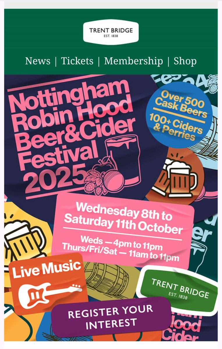 Here we go... 👌
#NRHBCF25 #beer #caskale #craftbeer #brewerybars #cider #perry #food #music 
#Nottingham
Register your interest here 👇
r1.marketing-pages.com/p/1AES-1M3S/no…