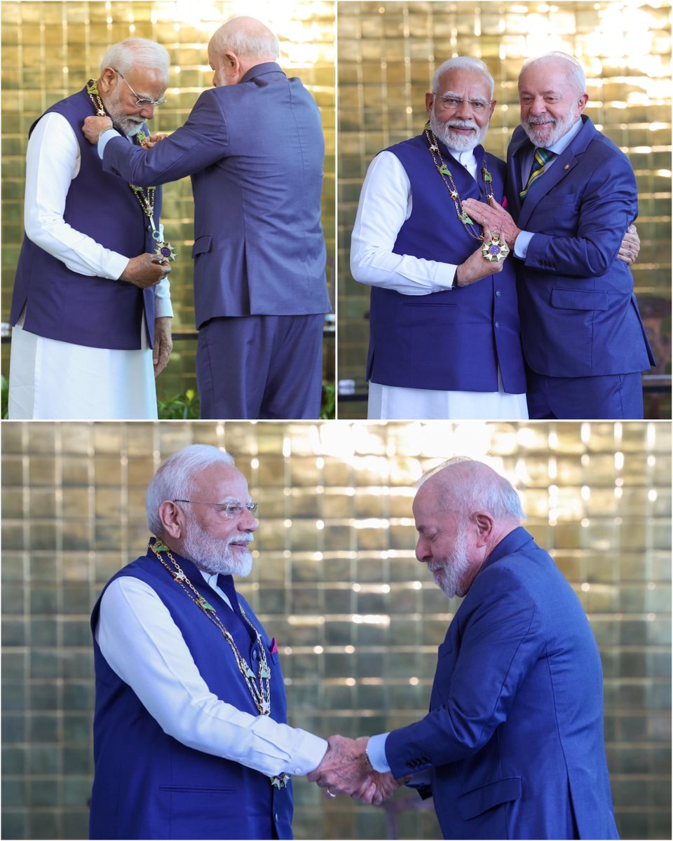 Smriti Z Irani (@smritiirani) on Twitter photo Congratulations to PM <a href="/narendramodi/">Narendra Modi</a> on being honoured with Brazil’s highest civilian award, the Grand Collar of the National Order of the Southern Cross.
From BRICS to the G20, PM Modi’s leadership has elevated India’s global standing.
This honour is a fitting recognition of Congratulations to PM <a href="/narendramodi/">Narendra Modi</a> on being honoured with Brazil’s highest civilian award, the Grand Collar of the National Order of the Southern Cross.
From BRICS to the G20, PM Modi’s leadership has elevated India’s global standing.
This honour is a fitting recognition of