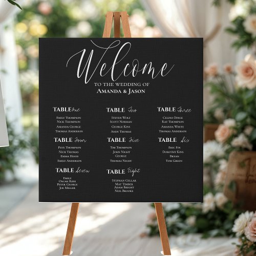 Elegant Classic Black White Wedding Seating Chart Faux Canvas Print zazzle.com/elegant_classi… via <a href="/zazzle/">Zazzle Inc.</a>