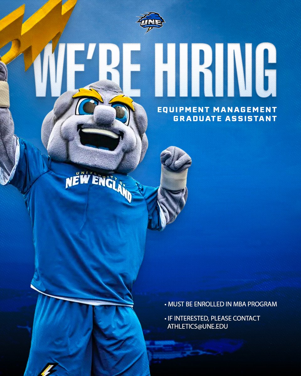 UNE Athletics (@unesports) on Twitter photo We're hiring!
UNE Athletics is currently seeking an equipment management graduate assistant. If interested, please contact athletics@une.edu.
#WeAreUNE | #StormOn We're hiring!
UNE Athletics is currently seeking an equipment management graduate assistant. If interested, please contact athletics@une.edu.
#WeAreUNE | #StormOn