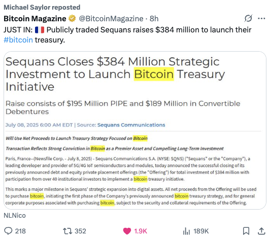 Cory Klippsten 🦢 Swan.com (@coryklippsten) on Twitter photo Gotta love that <a href="/saylor/">Michael Saylor</a> boost!
He's created an entire industry, and continues to help it grow. $SQNS Gotta love that <a href="/saylor/">Michael Saylor</a> boost!
He's created an entire industry, and continues to help it grow. $SQNS