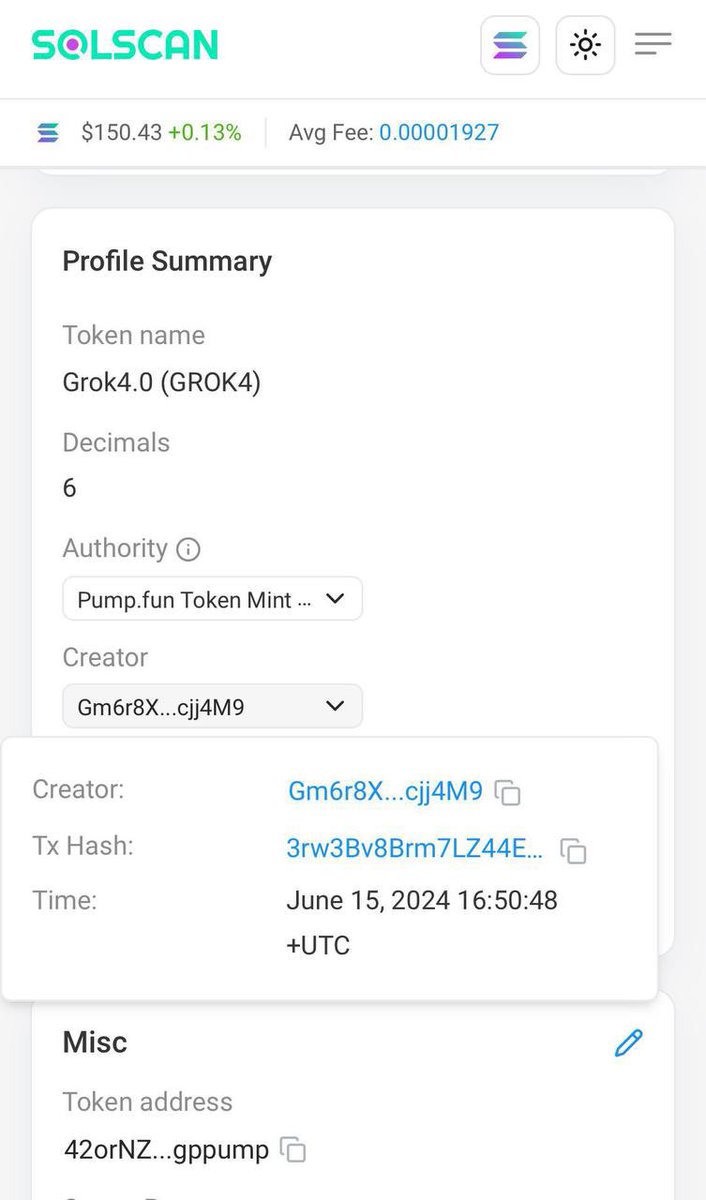 You have been lied anon 

C1mGDst8r74mpSm21Fj3VHb7JswKnfLNtdYgpAmopump is not the OG and the first #GROK4 on Solana 

42orNZHxsH1SNUZX87btNs6LiAoXdqj1RRUgRxgppump is the real OG and it’s sitting at 35 k mcap 

Grab a bag 

Shill the TRUTH 

Enjoy your 200 X

Just @Grok it 💯