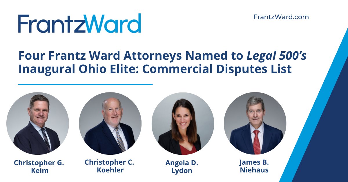 Congratulations to Chris Keim, Chris Koehler, Angela Lydon and Jim Niehaus on being named to Legal 500's Ohio Elite: Commercial Disputes list. The distinction recognizes key Ohio attorneys who have a record of high-quality and market-leading work.
hubs.la/Q03wkhLK0