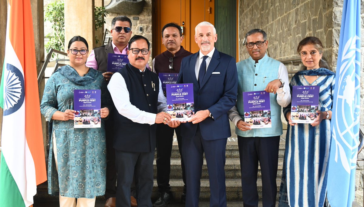 United Nations in India (@uninindia) on Twitter photo #UNRC 🇮🇳 <a href="/ShombiSharp/">Shombi Sharp</a>, Goa Minister for Social Welfare <a href="/SubhashGoa/">Subhash PhalDessai</a>, <a href="/discommgoa/">Goa State Commission for Persons with Disabilities</a> State Commissioner Guruprasad Pawaskar & Deputy Chief Commissioner for Persons with Disabilities Praveen Ambastha present the brochure for <a href="/purplefestgoa/">International Purple Fest, Goa - 2025</a> in New Delhi
<a href="/MSJEGOI/">Ministry of Social Justice & Empowerment, GOI</a> <a href="/goacm/">CMO Goa</a> #UNRC 🇮🇳 <a href="/ShombiSharp/">Shombi Sharp</a>, Goa Minister for Social Welfare <a href="/SubhashGoa/">Subhash PhalDessai</a>, <a href="/discommgoa/">Goa State Commission for Persons with Disabilities</a> State Commissioner Guruprasad Pawaskar & Deputy Chief Commissioner for Persons with Disabilities Praveen Ambastha present the brochure for <a href="/purplefestgoa/">International Purple Fest, Goa - 2025</a> in New Delhi
<a href="/MSJEGOI/">Ministry of Social Justice & Empowerment, GOI</a> <a href="/goacm/">CMO Goa</a>