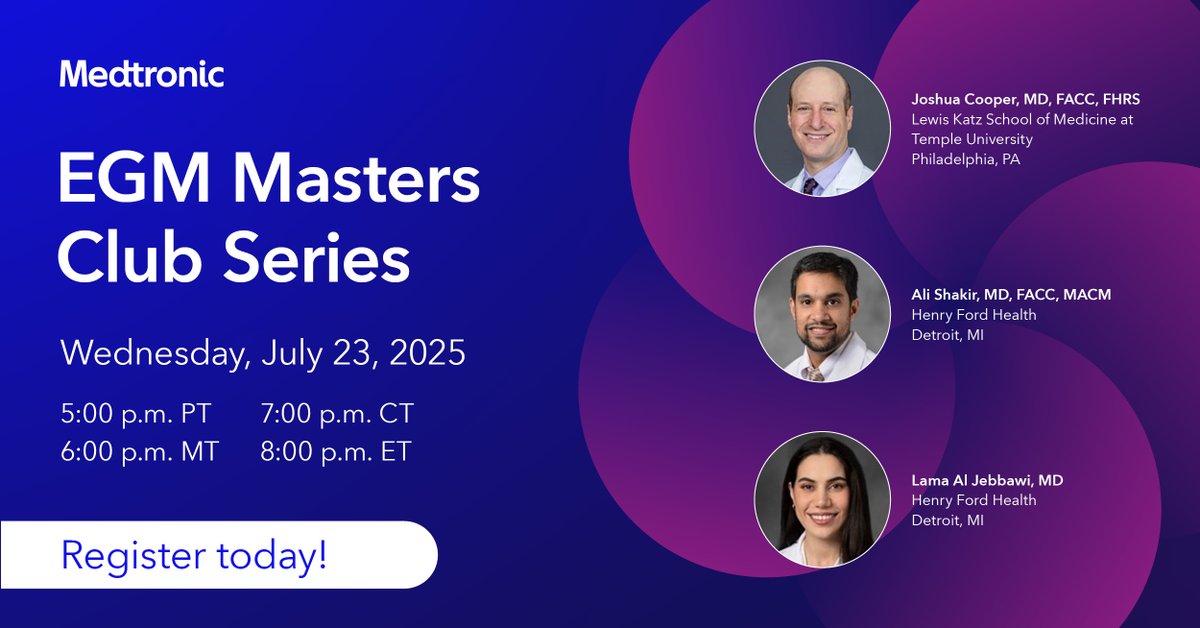 Join us for the next EGM Masters Club featuring Drs. Joshua Cooper, Ali Shakir, and Lama Al Jebbawi. Don’t miss this expert-led session — secure your spot today! #Epeeps #Medtronic #Afib #Electrophysiology

Register here: bit.ly/4dKRhwf