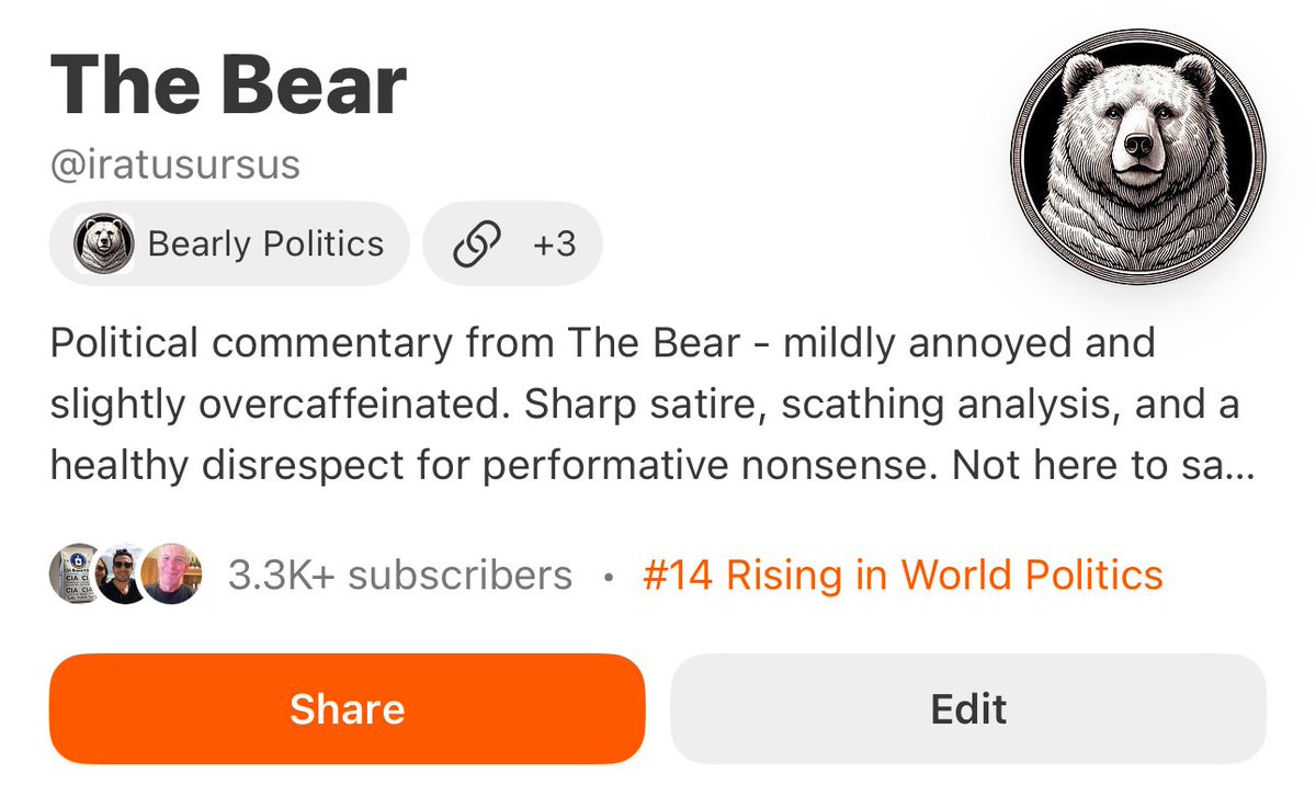I am once again asking you to explain what’s going on.

Over 3,000 of you have subscribed. 

I’ve been in the Rising chart for 20+ days. 

That is frankly ridiculous - and incredibly humbling.

Thank you for making space for my odd, angry, occasionally hopeful little corner of