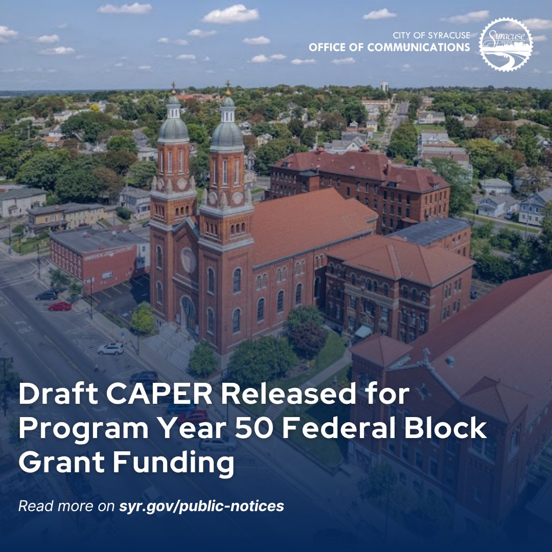 Help provide feedback on the draft performance &amp; evaluation report for federal block grant funds used to support agencies in Syracuse. There will be a public meeting on Wed. July 9 at 5:30 pm in the Common Council Chambers. For more information, visit syr.gov/public-notices