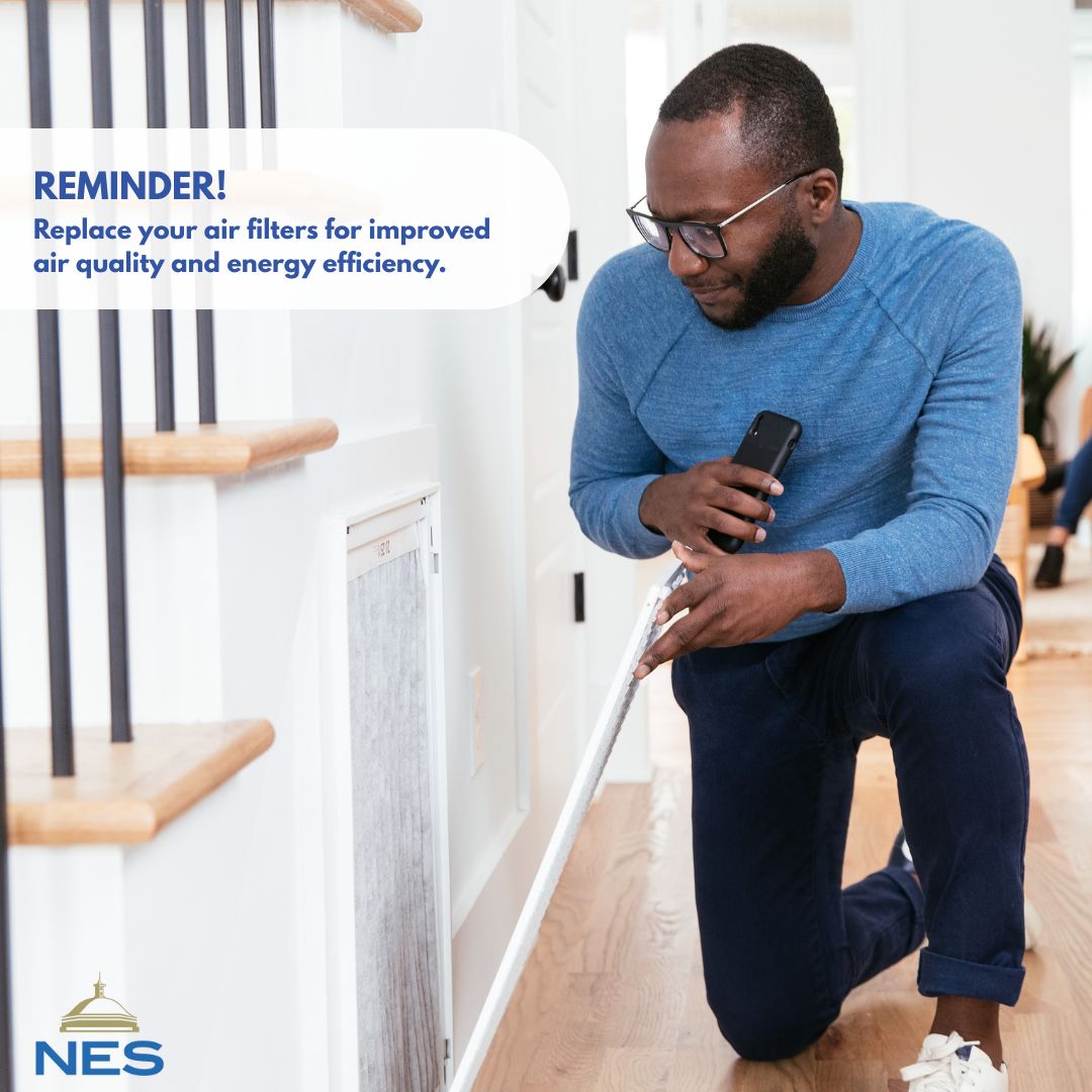 NESpower's tweet image. When’s the last time you replaced your air filters? Clogged filters reduce air quality and force your HVAC to work harder. Replace them regularly to breathe easier and save on bills. #EnergySavingTips #SummerTips #BreatheEasier