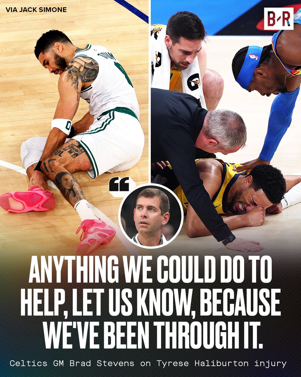 BleacherReport's tweet image. Celtics GM Brad Stevens offered assistance to the Pacers after Haliburton's Achilles injury 🙏
(via @JackSimoneNBA)