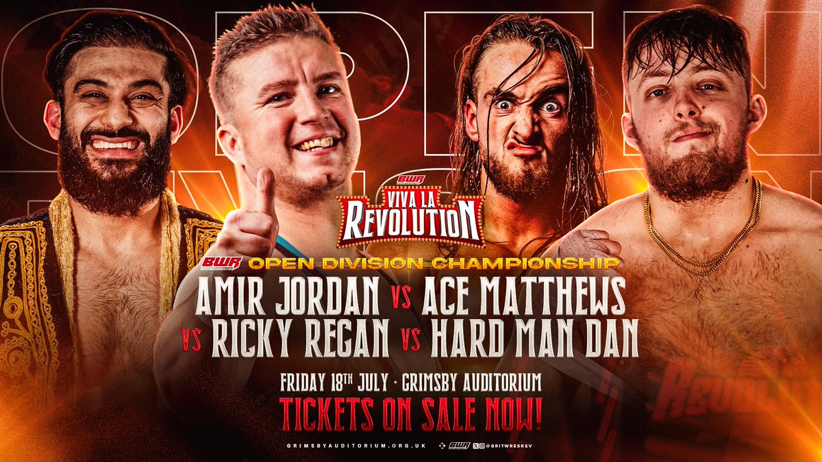 ➡️ FATAL 4 WAY 
OPEN DIVISION 
TITLE MATCH ⬅️

Ace Matthews has retained his Open Division Championship three times in 2025 against Amir Jordan, Ricky Regan, and Hard Man Dan.

One more successful defence and his reward will be a BWR World Title match.

However…

Commissioner