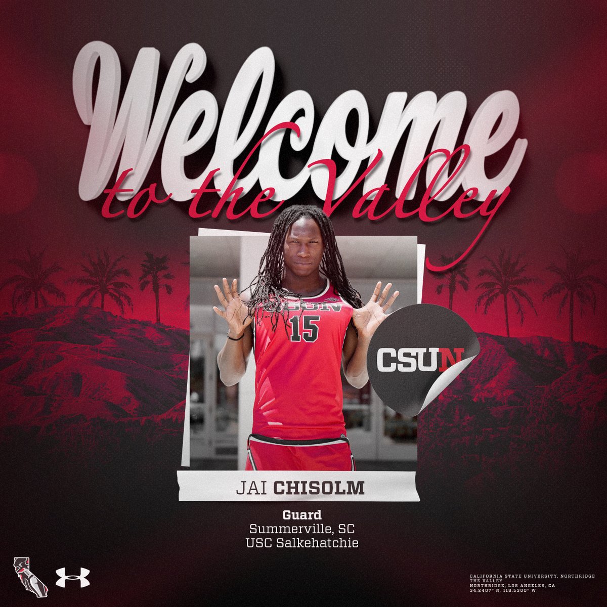 CSUNMBB's tweet image. The Defensive Player of the Year and All-Region 10 First Team honors this past season after averaging 17.8 points, 7.7 rebounds, 2.0 assists and 2.3 steals per game.
Welcome to CSUN, @jaichisolm!
#GoMatadors