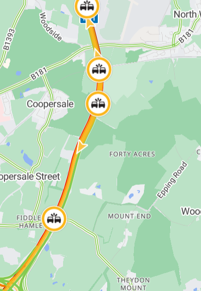 M11 Northbound- One lane closed due to a diesel spill on the   Londonbound carriageway between J6 (M25) and J7 (A414)
Slow back to J6 (M25)