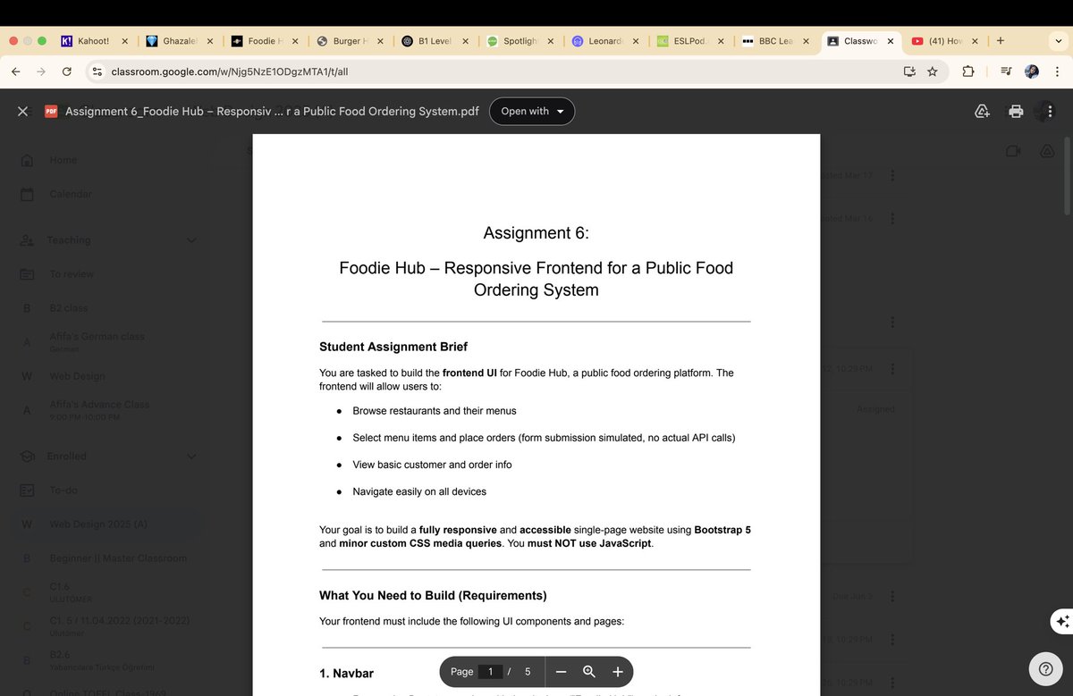 afifa_ghaznawi's tweet image. 💻 Teaching 12 lessons/day, 7 days a week.
⏱️ Using 10-min breaks & quiet moments to build Foodie Hub — a responsive food ordering UI with Bootstrap 5.
📅 Deadline: July 12
🔥 Passion > excuses. Growth never stops.
@E_Ehrari @f_forough @CodeToInspire
#WomenInTech #Bootstrap5