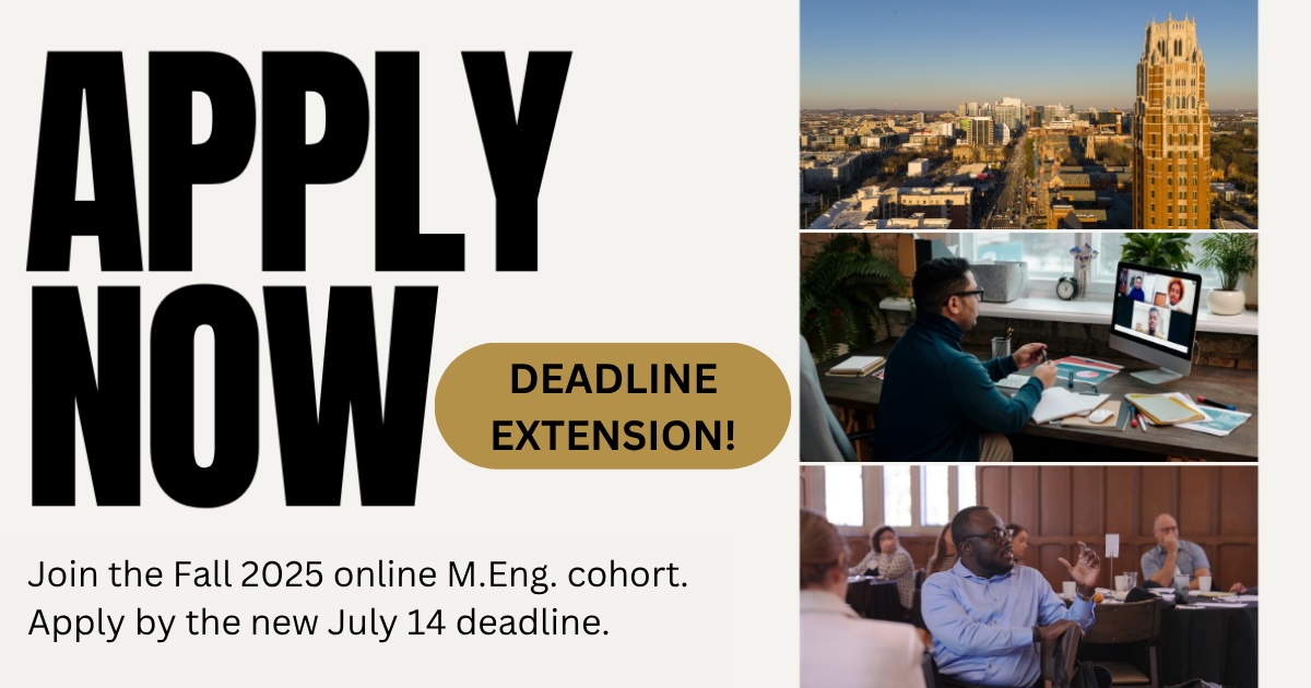 VUEngineering's tweet image. There’s still time to secure your spot in Vanderbilt’s online M.Eng. in engineering management program for the Fall 2025 semester! Apply by July 14 to become eligible for a scholarship. hubs.ly/Q03sLyft0