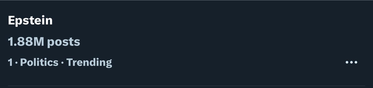 Epstein is trending at #1.

It’s not going away.

If anything, the responses today fueled more speculation.

The American people deserve answers.