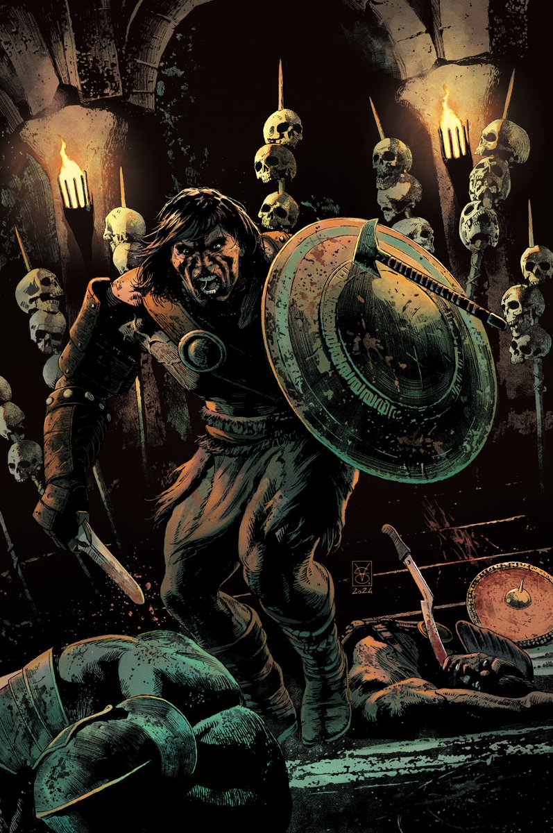conanbycrom's tweet image. Conan the Barbarian issue #22 hits shops tomorrow!
The Great Serpent's influence twists and turns, pulling Conan into their deadly coils as the Cimmerian and his allies are lured into Stygia... What they find on this journey will make their blood run cold and set the stage for a…