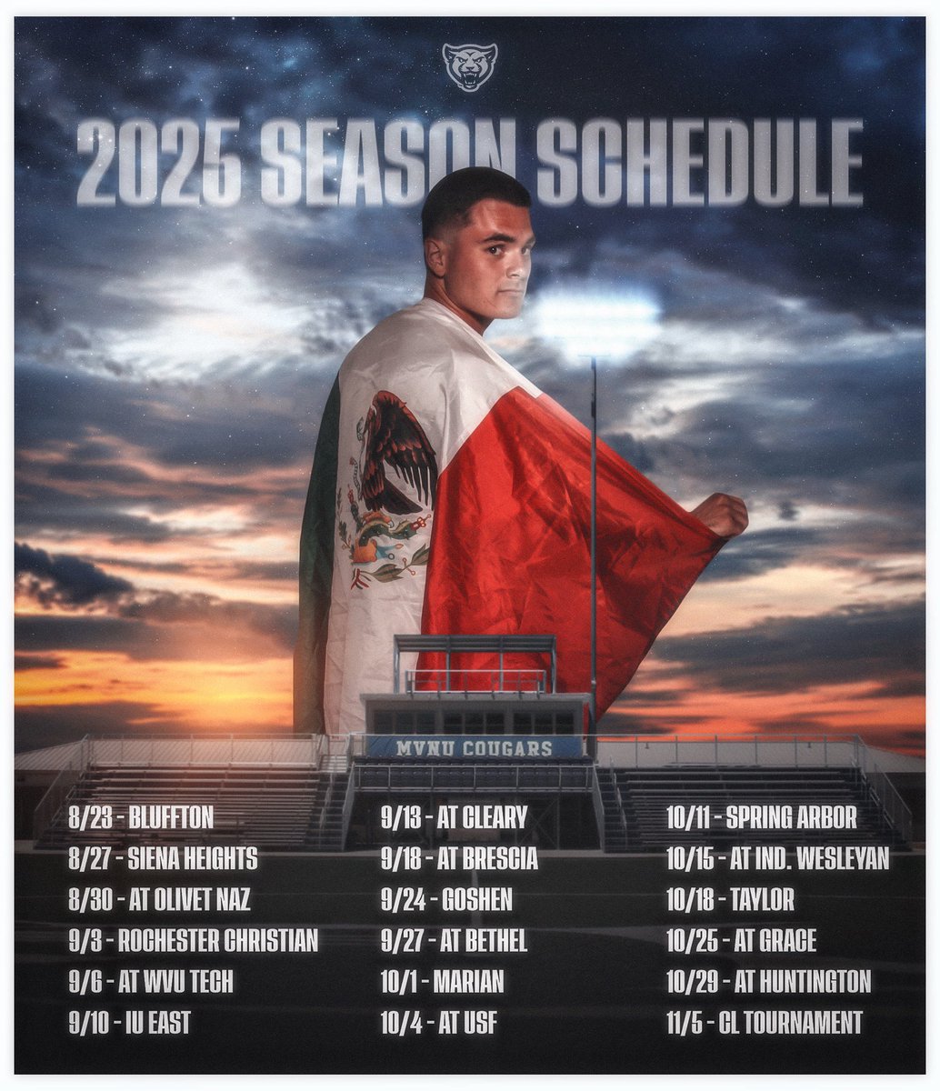 MVNU_Cougars's tweet image. .@mvnuMS season is a little over a month away! The 2025 regular season starts on August 23 at CH4 Stadium against Bluffton University 😼⚽️
Full details provided here: mvnucougars.com/sports/msoc/20…