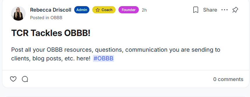 You down with OBB…B?
Yeah, you know we had to make a space for it.

TCR’s new #OBBB space is for:
• Letter drafts
• Resource swaps
• Real-time peer support

We’re all figuring this out together, #TaxTwitter: thecollaborationroom.co