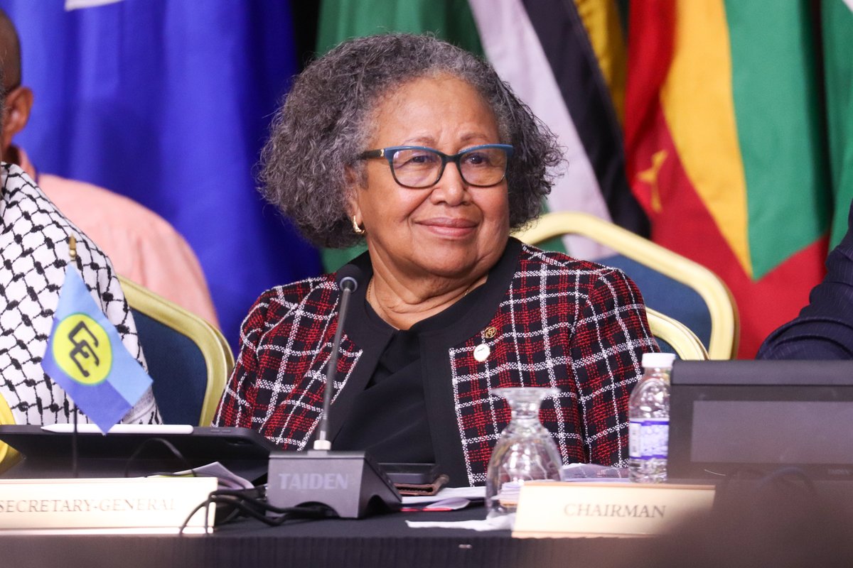 CARICOMorg's tweet photo. 📸#Highlights
#CARICOM Heads of Government, Heads of delegations and regional leaders at a plenary session of the 49th CARICOM Heads of Government Meeting in Jamaica 🇯🇲 on 7 July 2025.
#49HGC https://t.co/EeWZjG6vRZ
