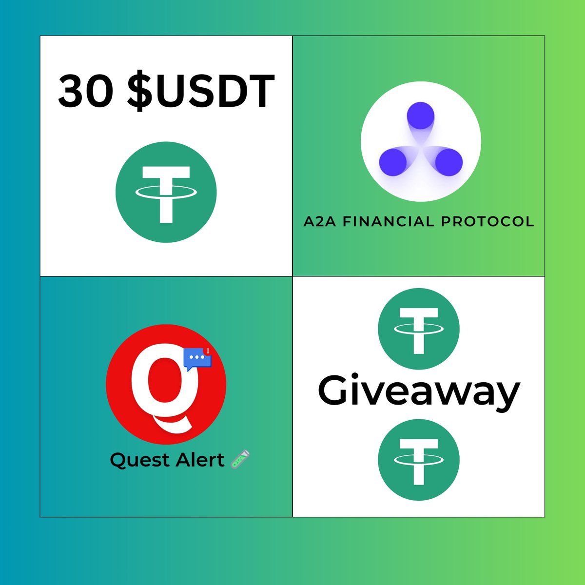 Quest Alert 🧪 (@quest_alert) on Twitter photo 🎉 $30 USDT Giveaway 🎉
- 15 winners will each get $2 USDT
To enter:
- Follow Us: <a href="/A2A_Fi/">A2A Financial Protocol</a> & <a href="/Quest_Alert/">Quest Alert 🧪</a>
- Like & retweet this post
- Tag 2 Friends
- Comment your USDT BEP20 or Polygon address.
⏰ Winners randomly selected in 24 hrs.
🕵️♂️ No purchase needed. It's free Giveaway. 🎉 $30 USDT Giveaway 🎉
- 15 winners will each get $2 USDT
To enter:
- Follow Us: <a href="/A2A_Fi/">A2A Financial Protocol</a> & <a href="/Quest_Alert/">Quest Alert 🧪</a>
- Like & retweet this post
- Tag 2 Friends
- Comment your USDT BEP20 or Polygon address.
⏰ Winners randomly selected in 24 hrs.
🕵️♂️ No purchase needed. It's free Giveaway.