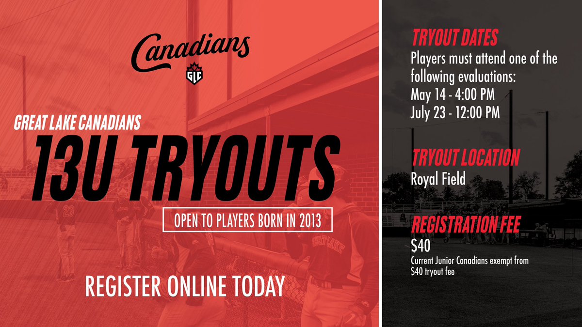 GLCanadians's tweet image. 🍁𝗢𝗣𝗘𝗡 𝗧𝗥𝗬𝗢𝗨𝗧𝗦🍁
Are you a player born between 2007-2013 & looking to join the top development program in 🇨🇦?
July 23rd is our last open tryout day to join GLC for the 2025-2026 baseball season.
If interested, follow the link to sign up.
surl.li/bmzowv