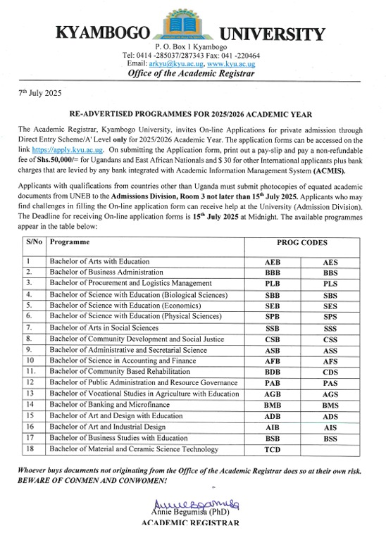 Find the re-advertised programmes below: