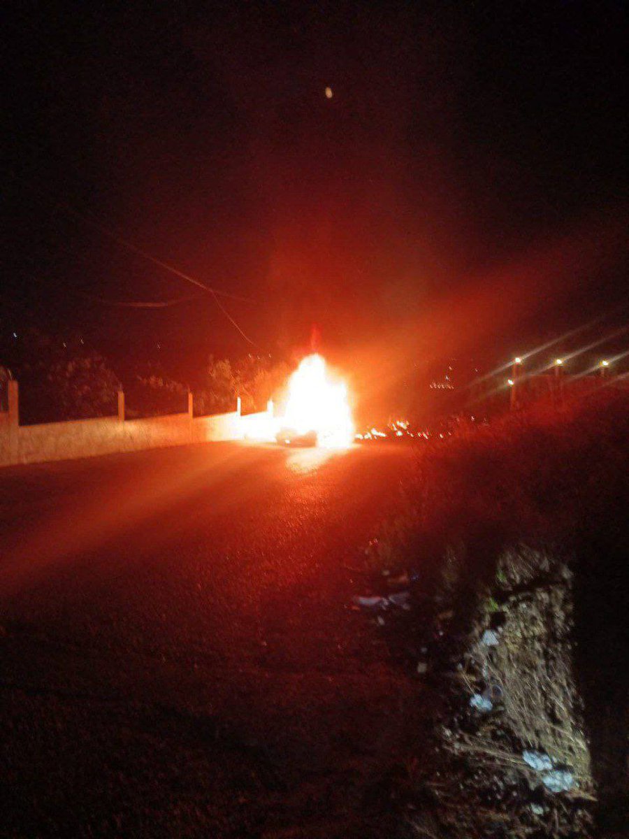 Breaking | Israeli occupation aircraft strike a vehicle in Al-Arouniyyeh for the second time today, in the north of Lebanon.
