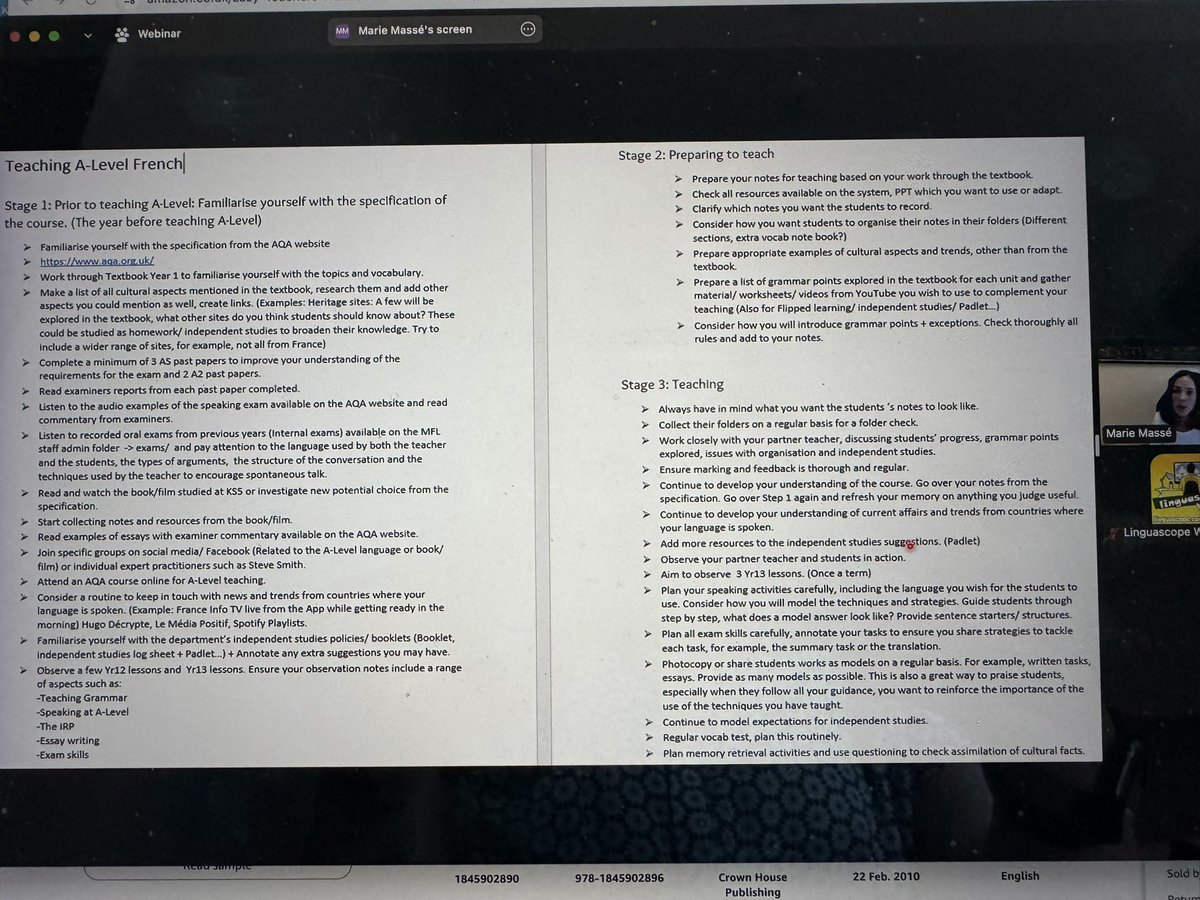 Crista (@cristahazell) on Twitter photo Prepare yourself and your colleagues, make a list and make sure you cover these important points, this way you, your colleagues teaching #alevel #french will achieve what you need to says <a href="/MadameMasse/">Madame Massé FCCT</a> #mfltwitterati #mflchat #langchat in tonight’s <a href="/linguascope/">Linguascope</a> webinar Prepare yourself and your colleagues, make a list and make sure you cover these important points, this way you, your colleagues teaching #alevel #french will achieve what you need to says <a href="/MadameMasse/">Madame Massé FCCT</a> #mfltwitterati #mflchat #langchat in tonight’s <a href="/linguascope/">Linguascope</a> webinar