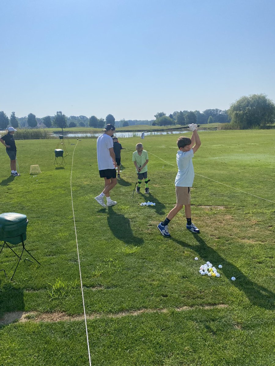 Day 2 of golf camp.  A lot of fun and learning at the range! Thank you hs players for helping the young ones out.