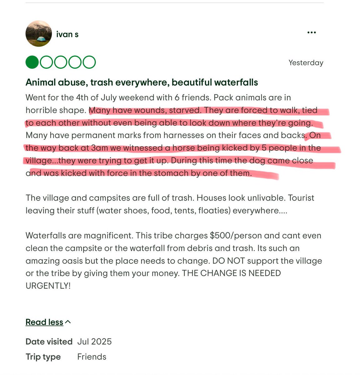 Hiker reports BRUTAL treatment of pack horse by Havasupai Tribe members !