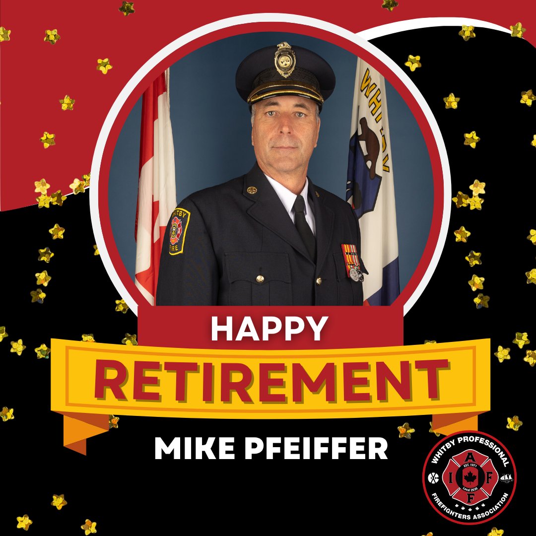 🚒🎉 Huge congratulations to Brother Mike Pfeiffer on your well-earned retirement after 38 years of dedicated service with Whitby Fire, you have made a lasting impact on the Town of Whitby!

Wishing you all the best in this new chapter of life, Brother Pfeiffer!