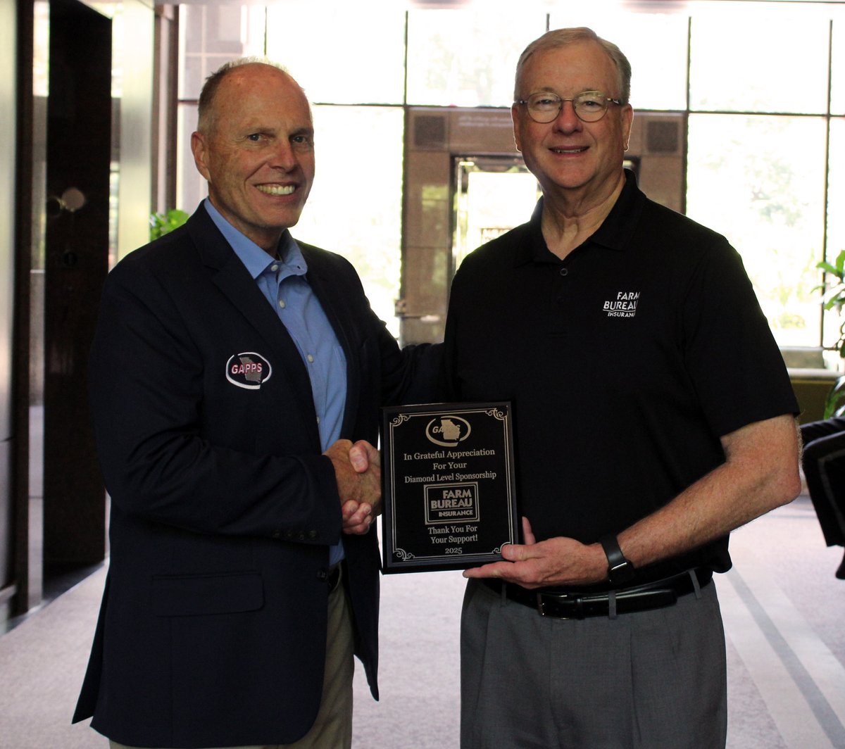 GAPPS (@gappschools) on Twitter photo GAPPS President Greg Dickens presented a plaque of appreciation to George Monk, General Manager of <a href="/GaFarmBureau/">Georgia Farm Bureau</a>. We greatly appreciate their continued support as one of our corporate sponsors! GAPPS President Greg Dickens presented a plaque of appreciation to George Monk, General Manager of <a href="/GaFarmBureau/">Georgia Farm Bureau</a>. We greatly appreciate their continued support as one of our corporate sponsors!