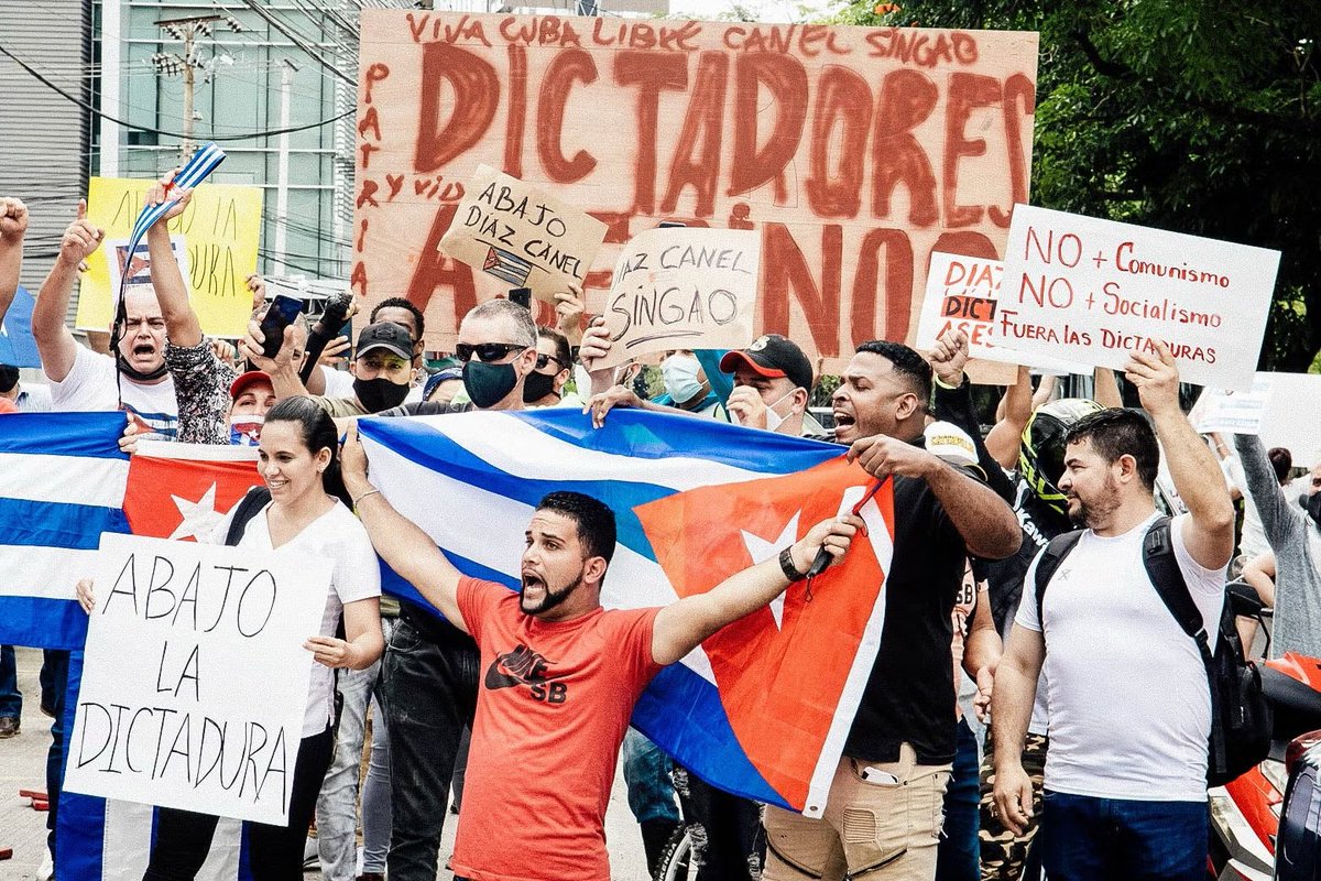 realcmachado's tweet photo. In a few days, it will be four years since Cuba screamed one word louder than ever: FREEDOM.
On July 11, 2021, the Cuban people—tired of hunger, fear, and silence—filled the streets demanding change. They didn’t ask for violence. They asked for dignity. For their voices to be heard. For the right to live free.

The regime responded with terror. Peaceful protesters were beaten, hunted down, and sentenced to decades in prison—young people, some just teenagers, punished like criminals for daring to dream.

I was one of them. Like many others, I had to flee my country to survive. Not because I wanted to leave, but because speaking the truth in Cuba is a crime.

We must never forget.
We owe it to those who are still behind bars. We owe it to those who can no longer speak.
We owe it to the Cuba we believe in.

July 11th is not just a date. It’s a promise.
Freedom is coming—no matter how long it takes.
