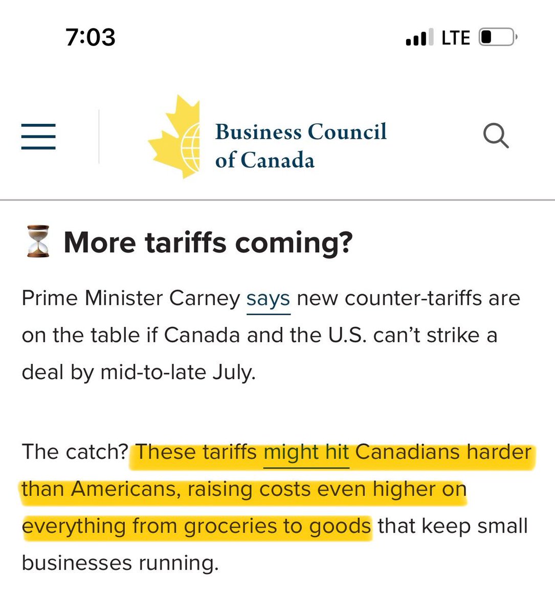 RachaelThomasAB's tweet image. Grocery prices are already too high—and now counter-tariffs are projected to drive them up even further.
The Business Council of Canada estimates that Carney’s counter-tariffs will hit Canadians harder than Americans.
We need smart, targeted tariffs that maximize pressure on…